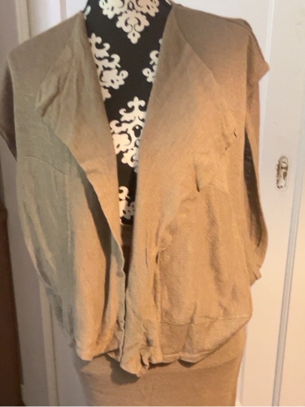 Vintage Azzedine Alaïa Paris Taupe Knit Cardigan Vest Archival 1980s